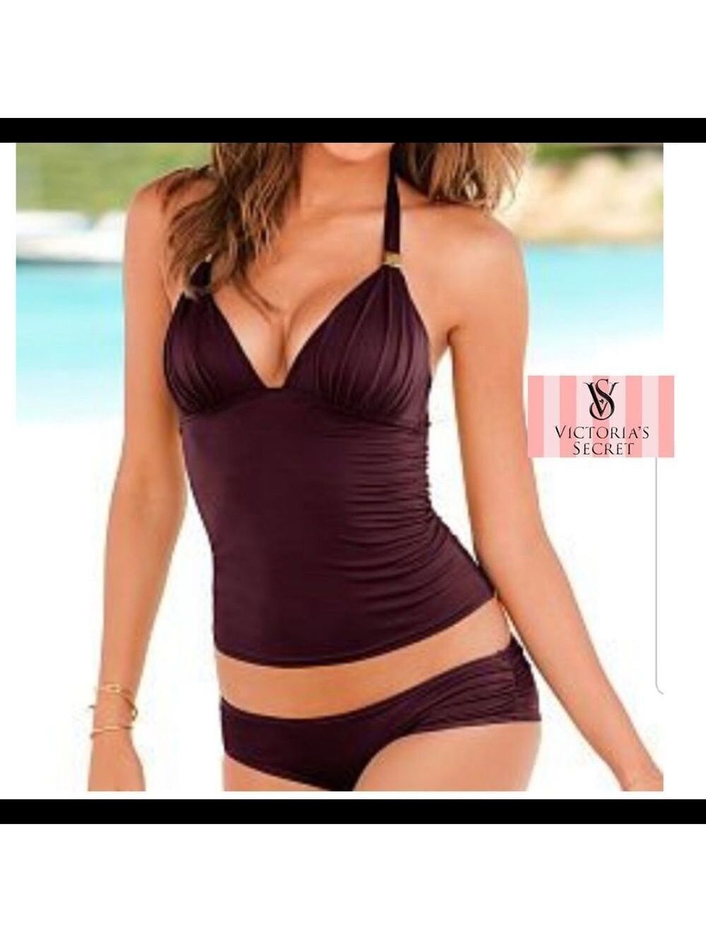 VICTORIA’S Secret Forever Tankini Eggplant Maroon Burgundy Plum Purple Sz S